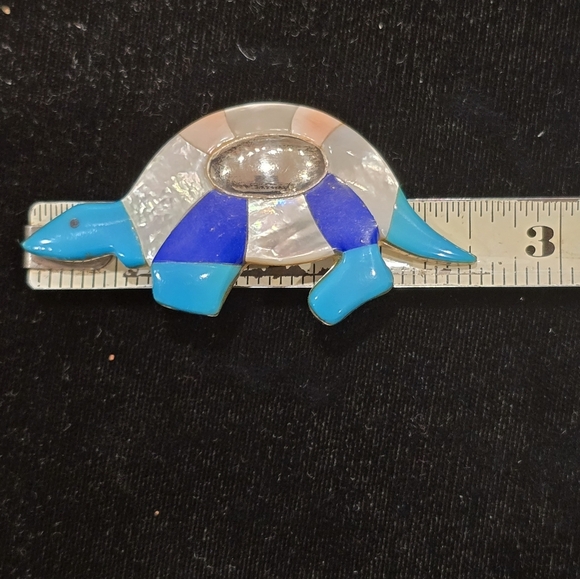 Inlay turtle brooch pendant - Picture 5 of 6